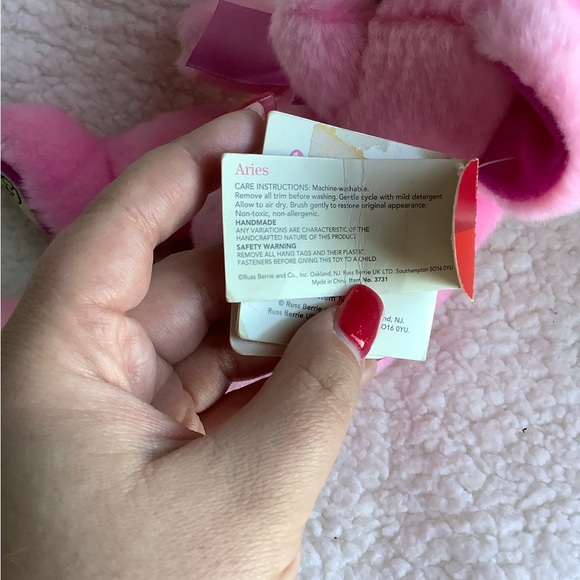 RUSS Berrie Plush Pink Aries Zodiac Bear Star Scopes Stuffed Animal Toy w Tags - Picture 5 of 12